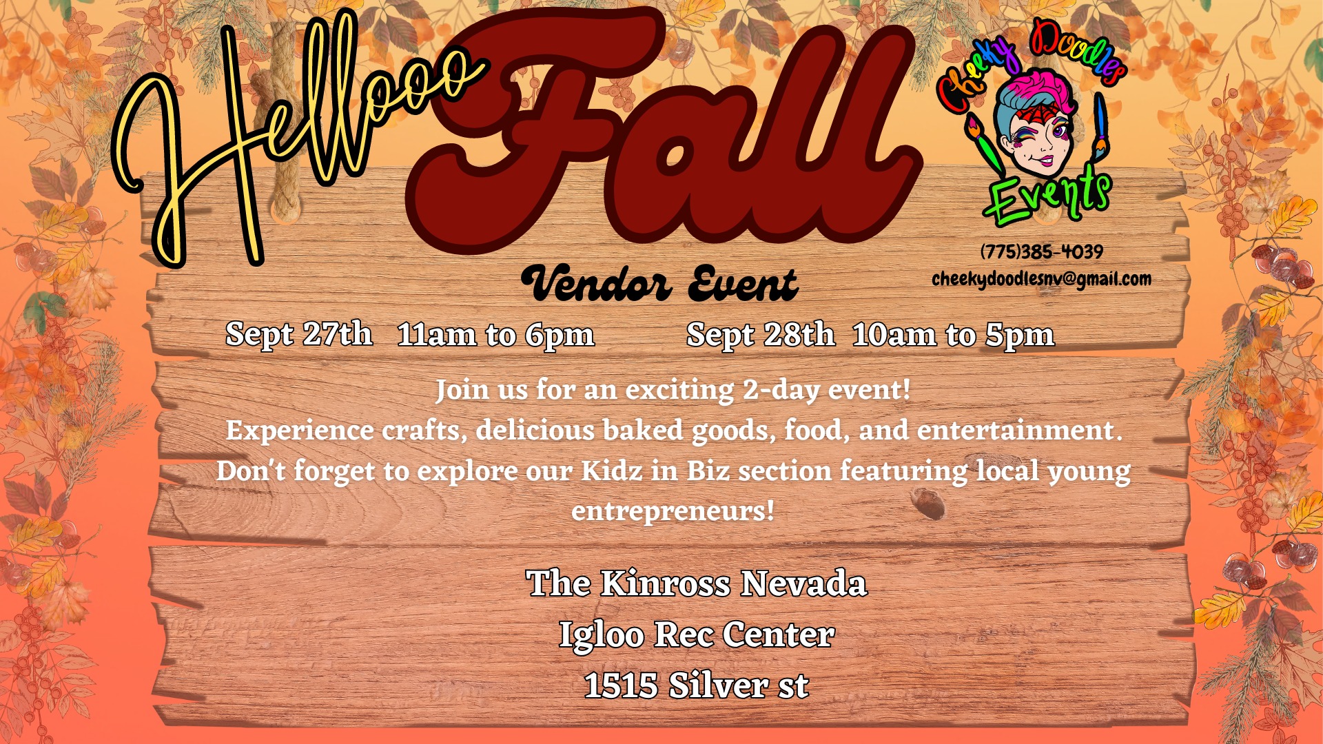 A vendor event with an advertisement for the fall festival.