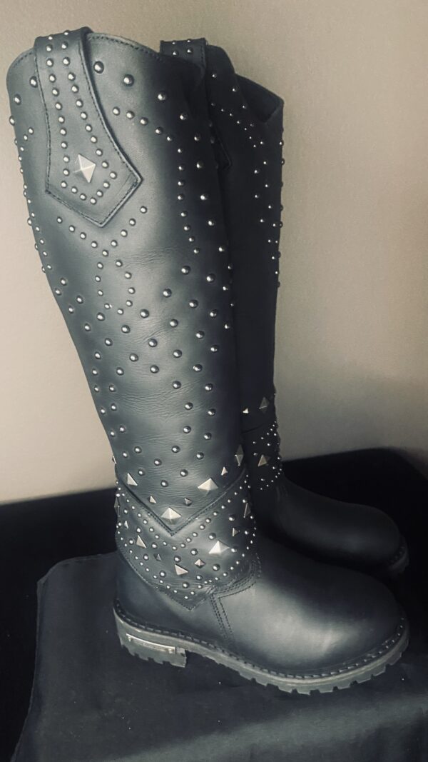 Women's Extra Tall Studded & Riveted pull on Western style Boot