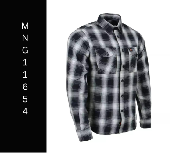 Milwaukee Leather Black and White long sleeve cotton Flannel shirt - MNG11654